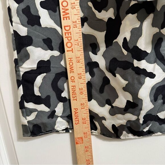 THEORY TIE SCARF CAMO SILK TWILL 100% SILK SLEEVELESS TOP BLOUSE PETITE SMALL - Picture 7 of 9